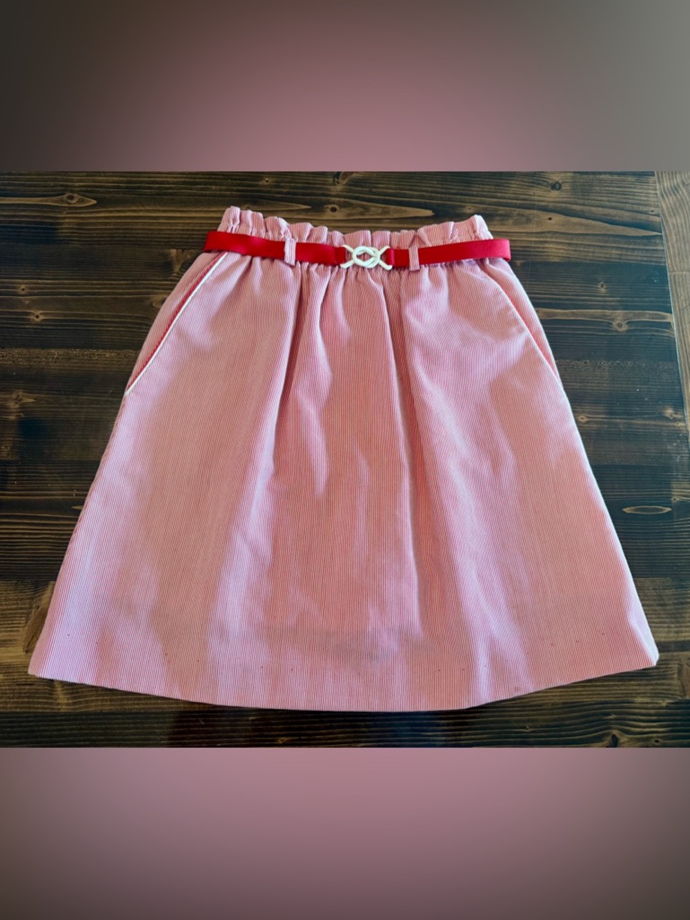 Vintage 70’s Red Stripe Belted Skirt with Built in Shorts Size S